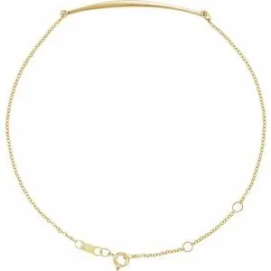14K Yellow Curved Bar 6 1/2-7 1/2" Bracelet