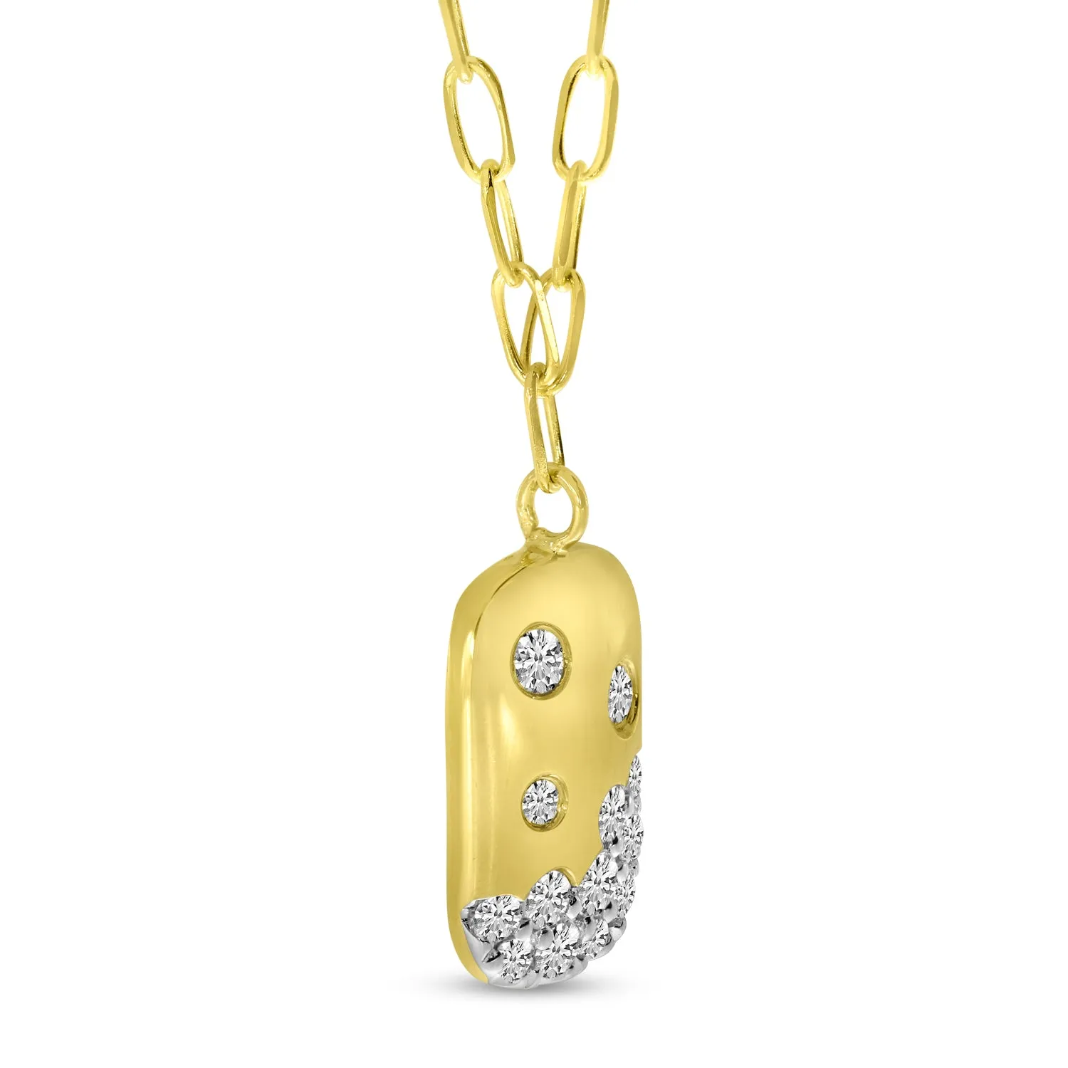 14K Yellow Gold 0.30cttw. Scattered Diamond Dog Tag Necklace