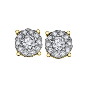 14K Yellow Gold (0.70ct) Diamond Cluster Earrings