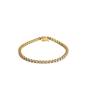 14k Yellow Gold 3 1/2 CTW Diamond Line 7.25" Bracelet