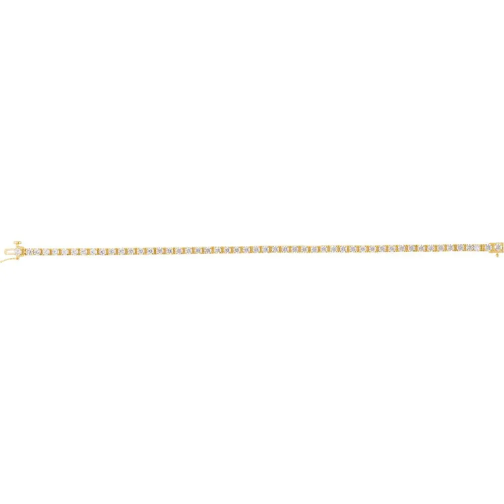 14k Yellow Gold 3 1/2 CTW Diamond Line 7.25" Bracelet
