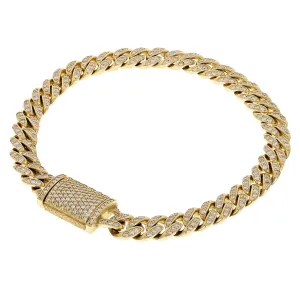 14k Yellow Gold 3.29ctw Miami Cuban Link Iced Out Real Diamond Bracelet 8" 7.4mm