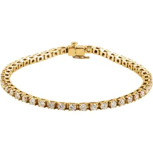 14k Yellow Gold 4 1/2 CTW Diamond Line 7.25" Bracelet