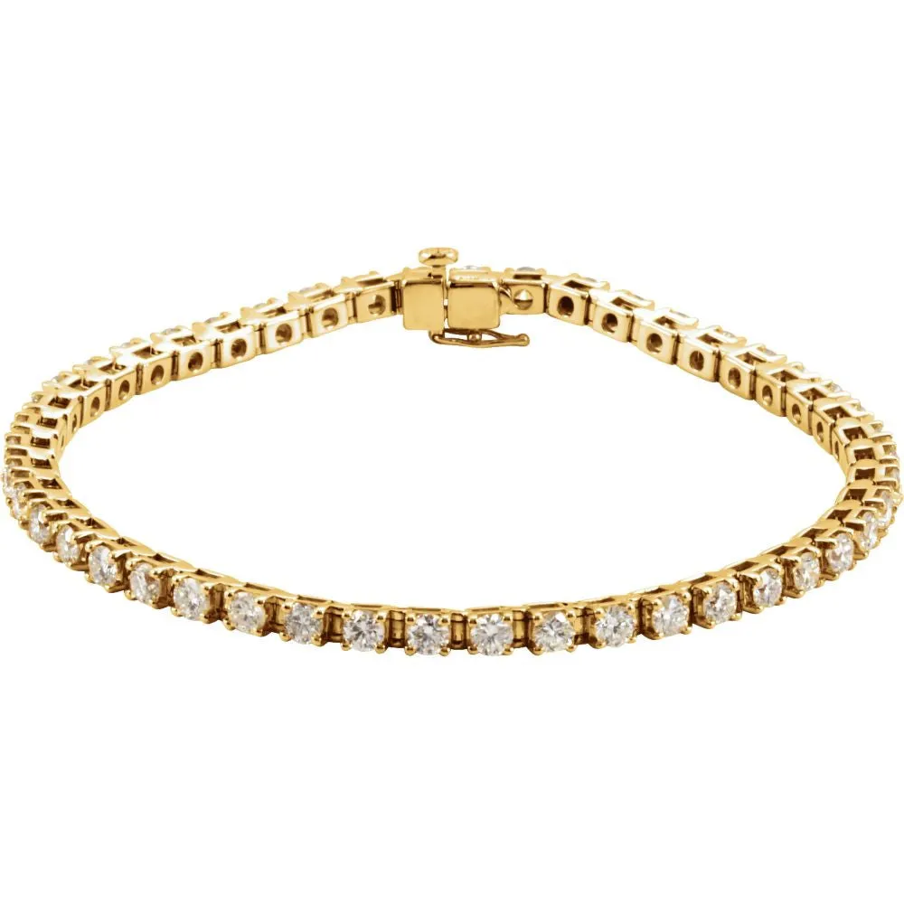 14k Yellow Gold 4 1/2 CTW Diamond Line 7.25" Bracelet