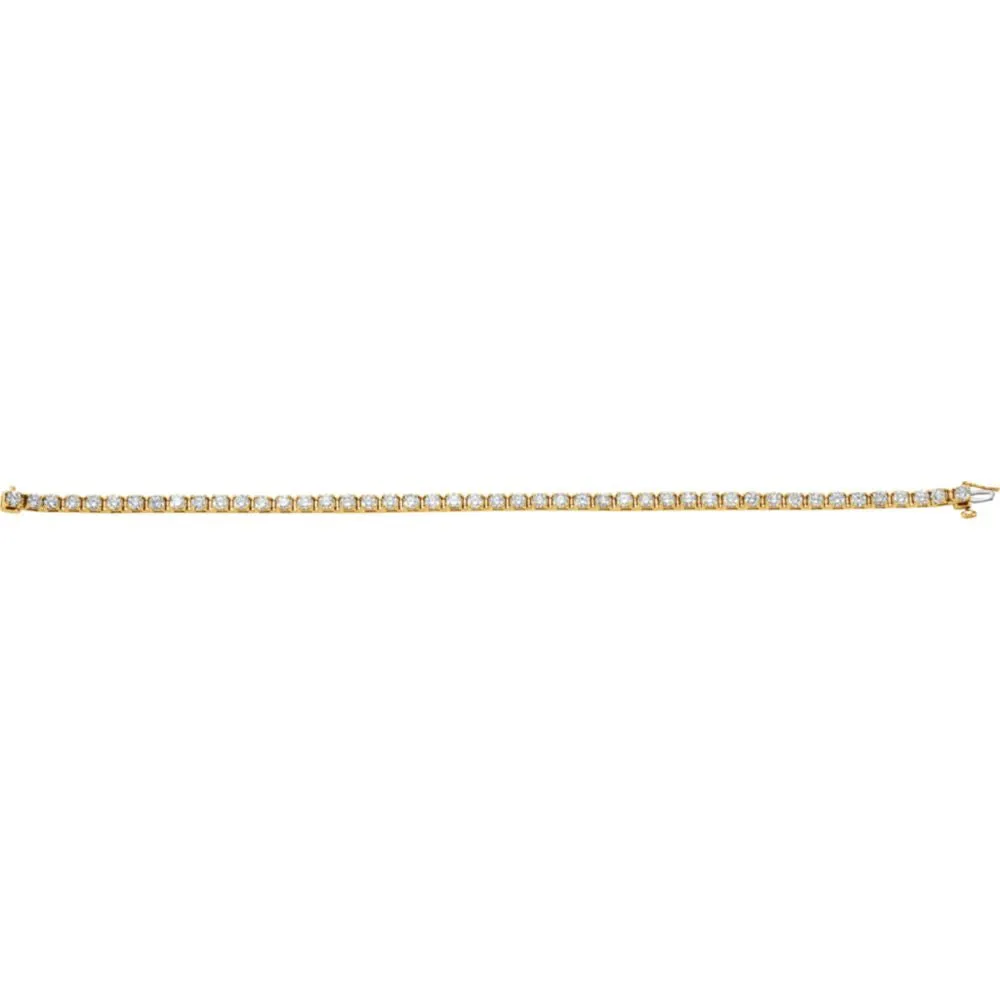 14k Yellow Gold 4 1/2 CTW Diamond Line 7.25" Bracelet