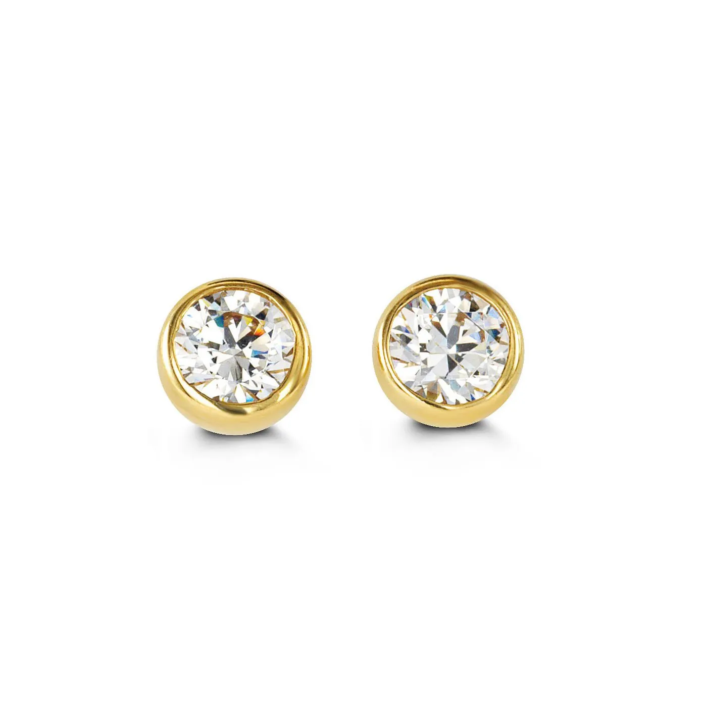 14K Yellow Gold Bezel Set CZ Earrings