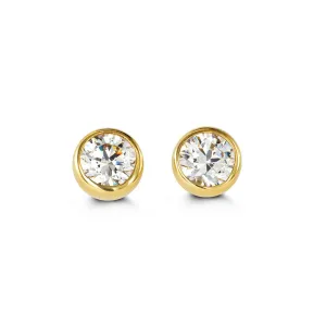 14K Yellow Gold Bezel Set CZ Earrings
