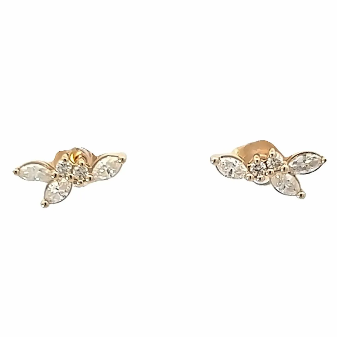 14k Yellow Gold Cluster Diamond Fashion Stud Earrings (.30ctw)