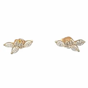 14k Yellow Gold Cluster Diamond Fashion Stud Earrings (.30ctw)