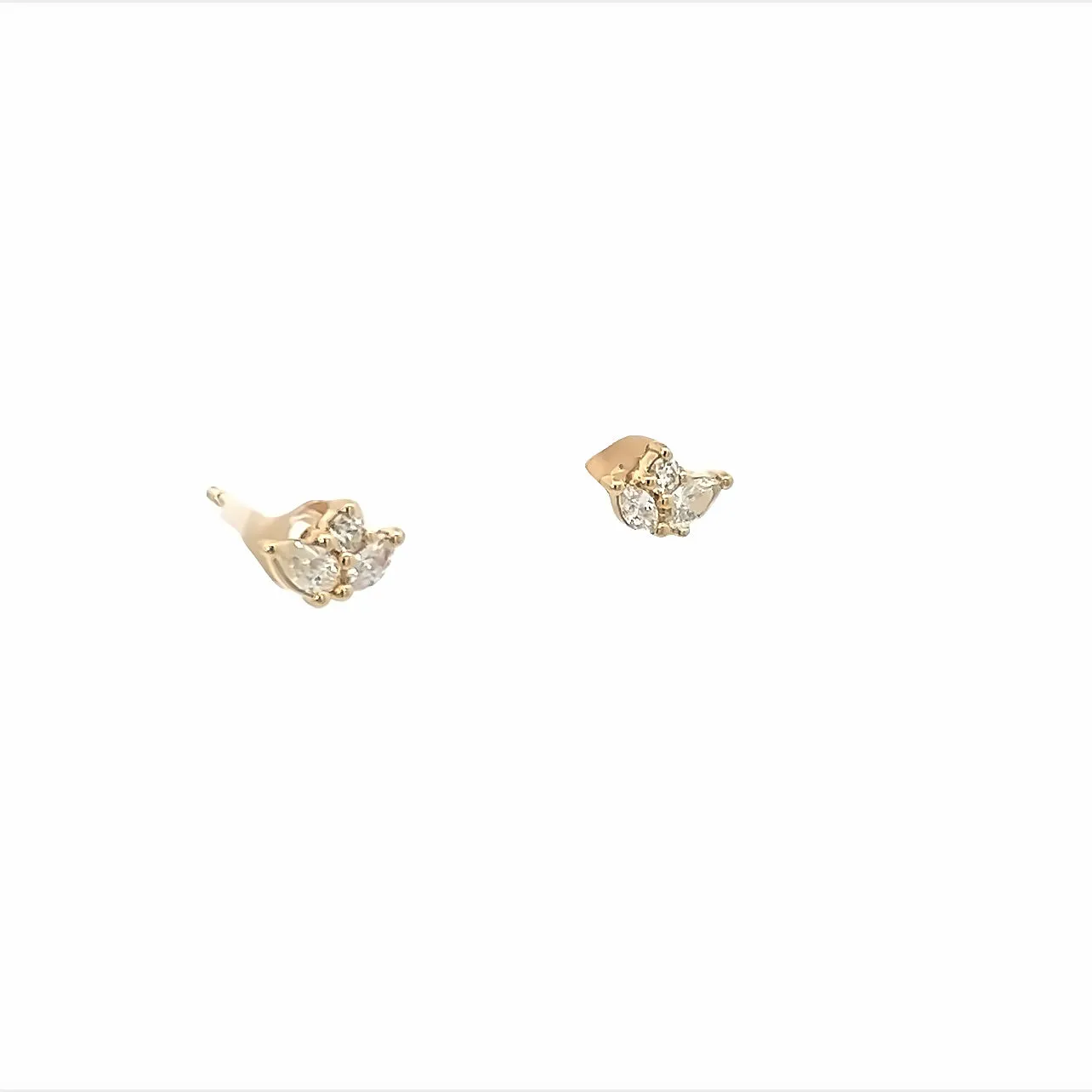 14k Yellow Gold Cluster Diamond Fashion Stud Earrings (.30ctw)