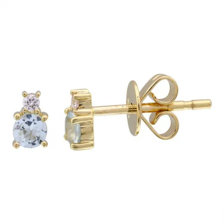 14K Yellow Gold Diamond & Birthstone Mini Earrings