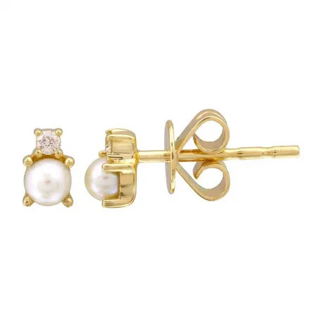 14K Yellow Gold Diamond & Birthstone Mini Earrings