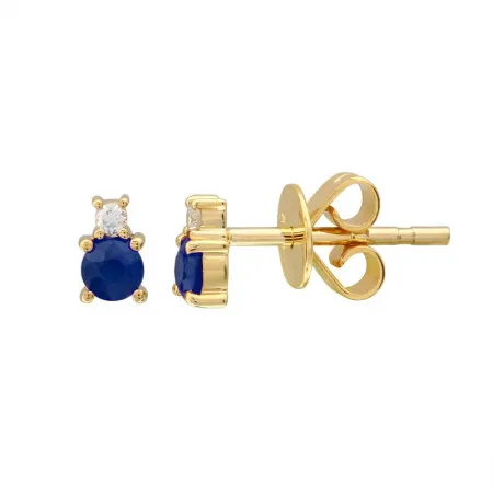 14K Yellow Gold Diamond & Birthstone Mini Earrings