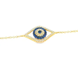 14k Yellow Gold Diamond & Sapphire Evil Eye Bracelet