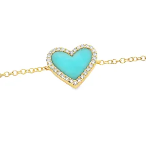 14k Yellow Gold Diamond & Turquoise Bracelet