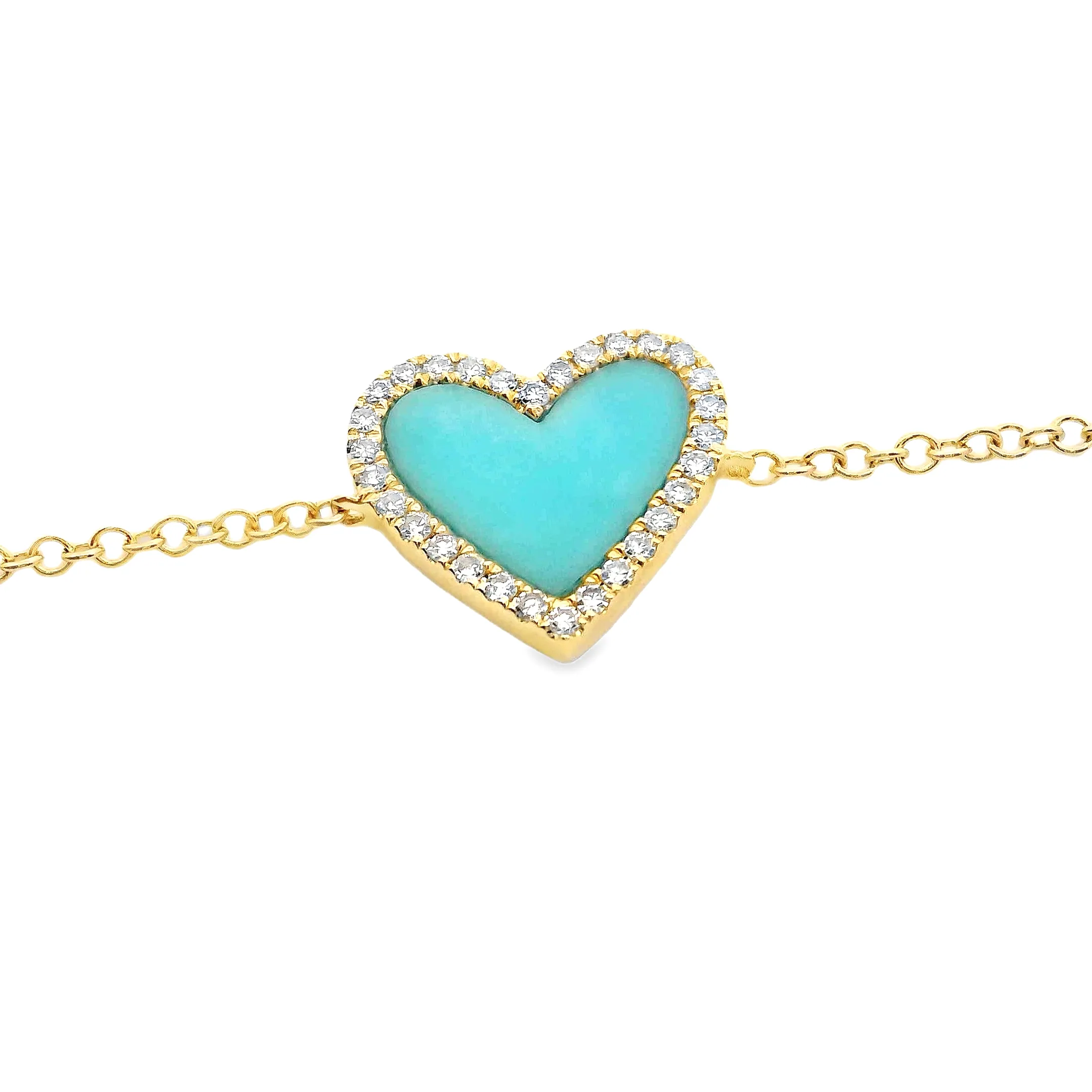 14k Yellow Gold Diamond & Turquoise Bracelet