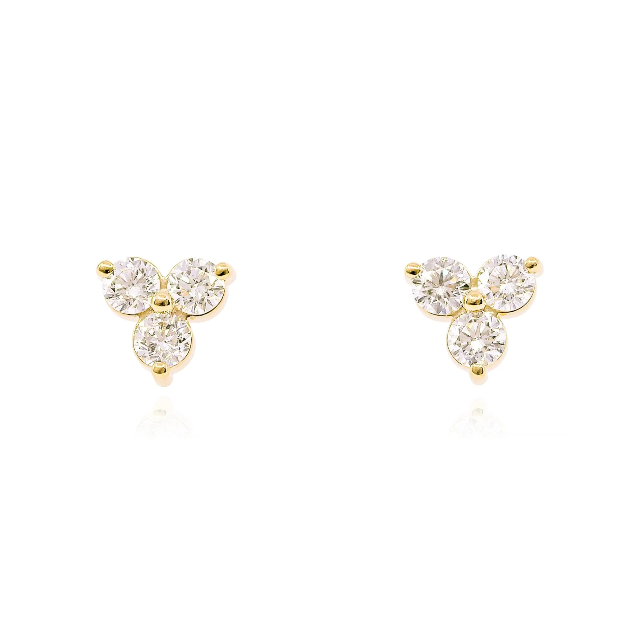 14K YELLOW GOLD DIAMOND CLUSTER STUD EARRINGS - 0.60CTW
