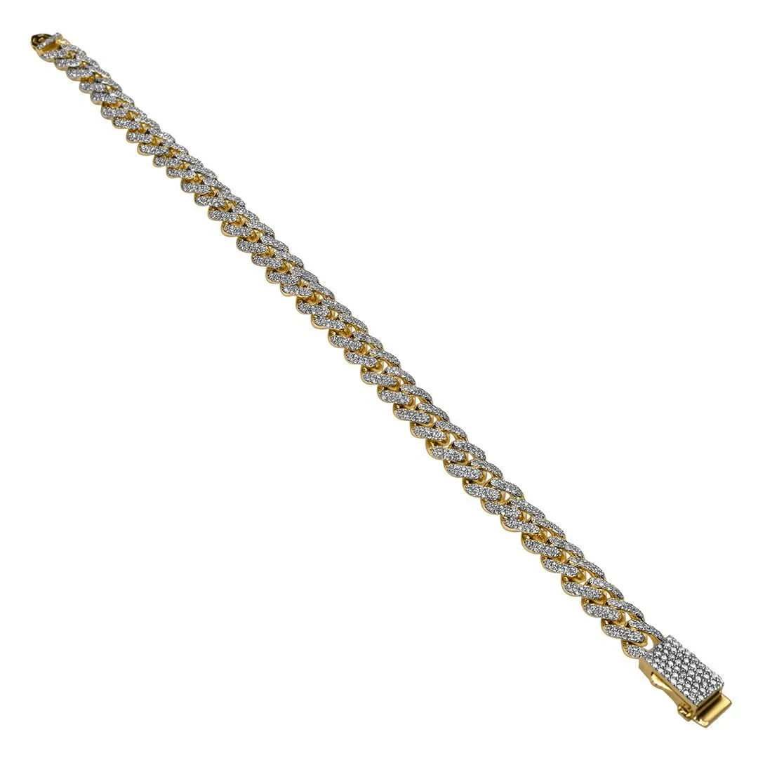14K Yellow Gold Diamond Cuban Bracelet 4.62 Ctw