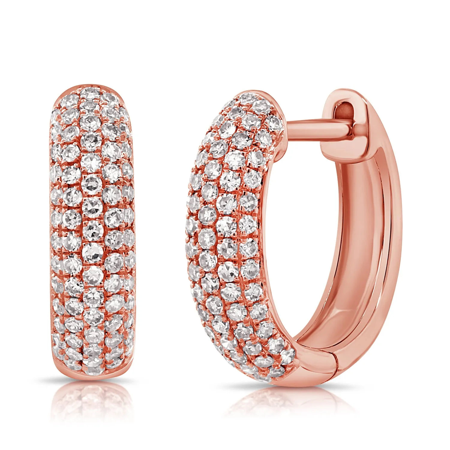 14K Yellow Gold Diamond Pave Huggie Earrings