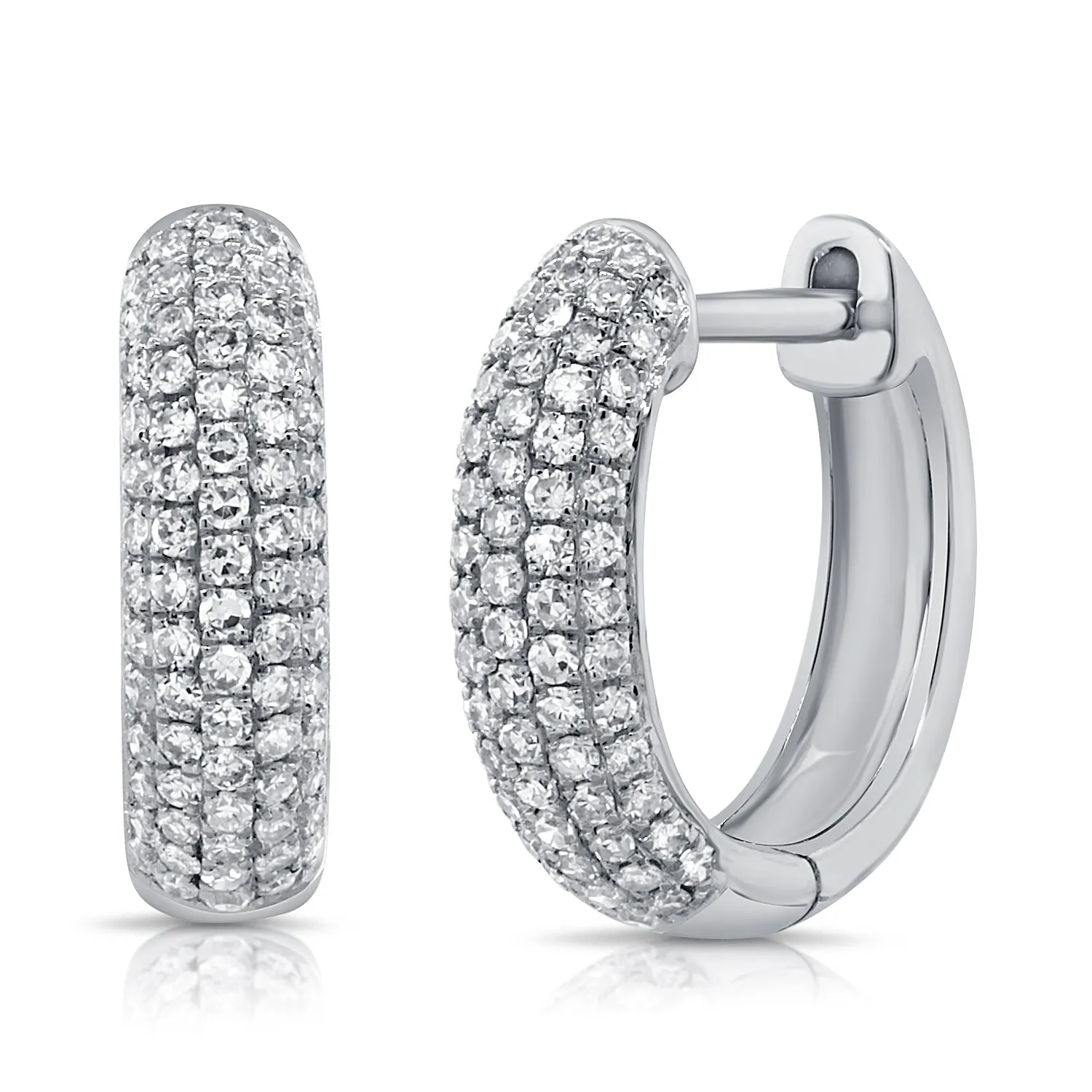 14K Yellow Gold Diamond Pave Huggie Earrings