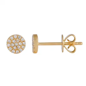 14K Yellow Gold Diamond Small Disc Earrings