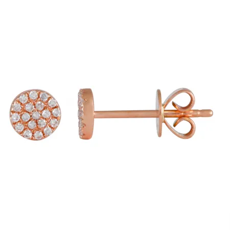 14K Yellow Gold Diamond Small Disc Earrings