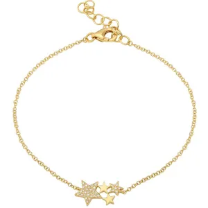 14k Yellow Gold Diamond Star Bracelet
