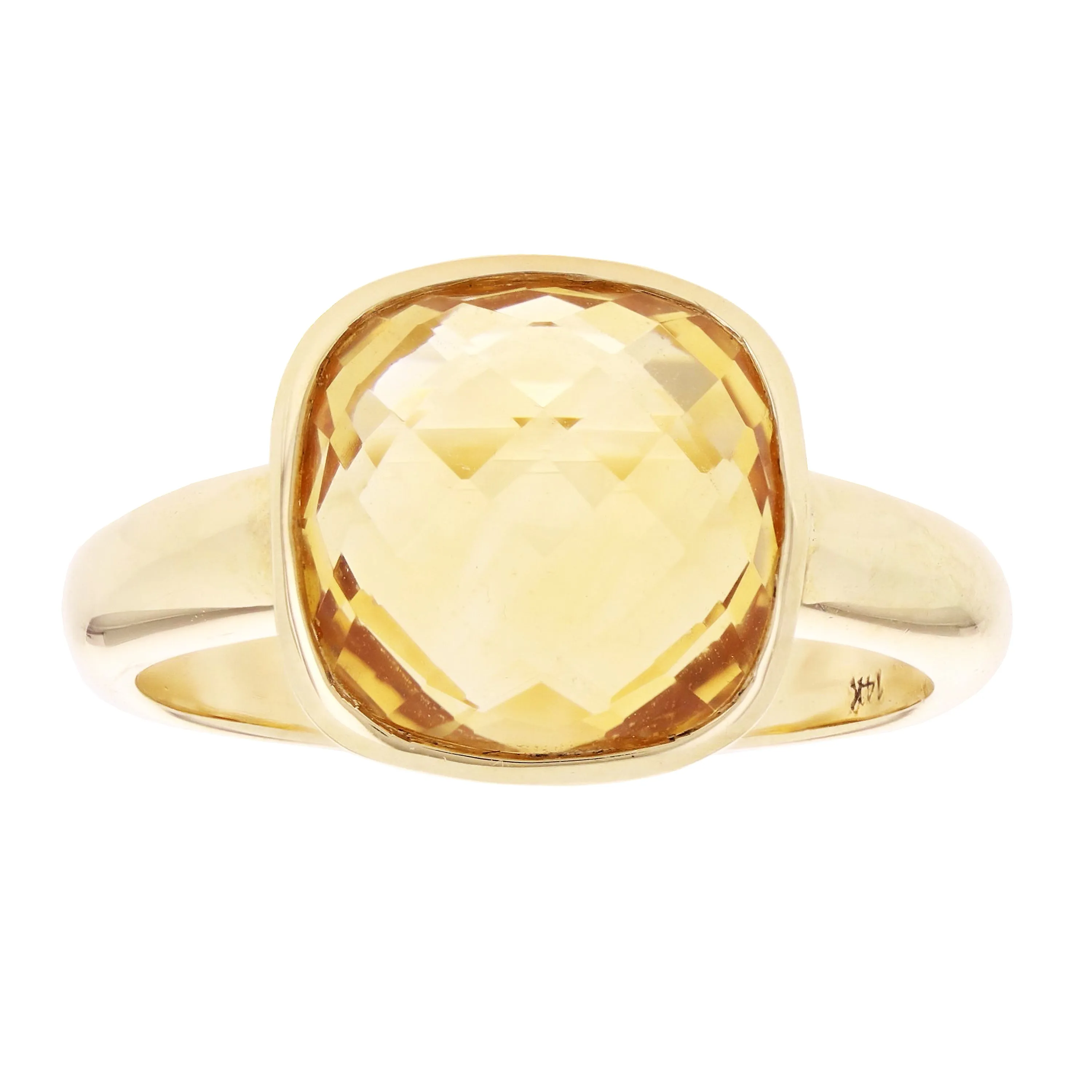 14k Yellow Gold Dome Solitaire Contemporary Ring Size 7