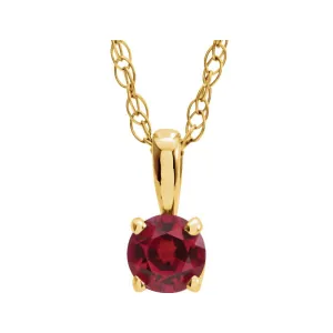 14k Yellow Gold Imitation Ruby "July" Birthstone 14" Necklace