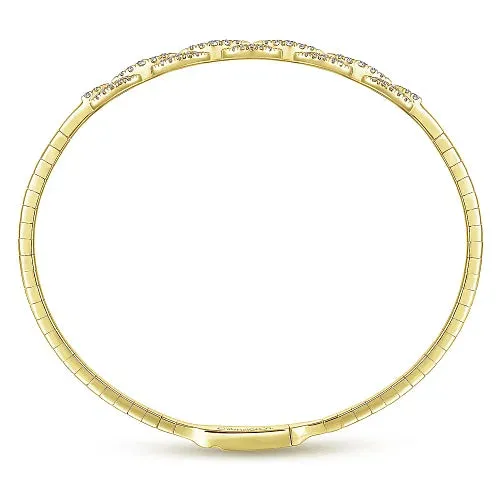 14k Yellow Gold Oval Link .42cttw Diamond Bangle 6.5"