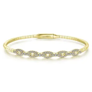 14k Yellow Gold Oval Link .42cttw Diamond Bangle 6.5"