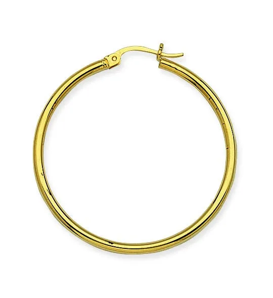14K Yellow Gold Polished 2mm Hoop Earrings