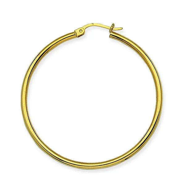 14K Yellow Gold Polished 2mm Hoop Earrings