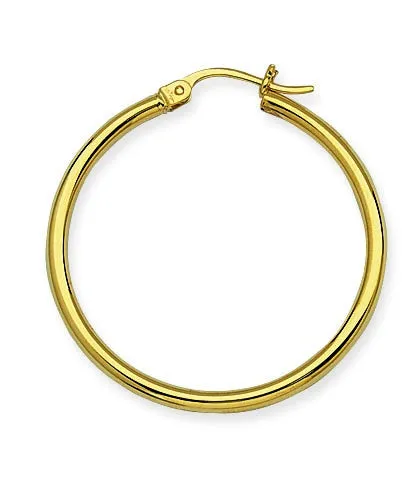 14K Yellow Gold Polished 2mm Hoop Earrings