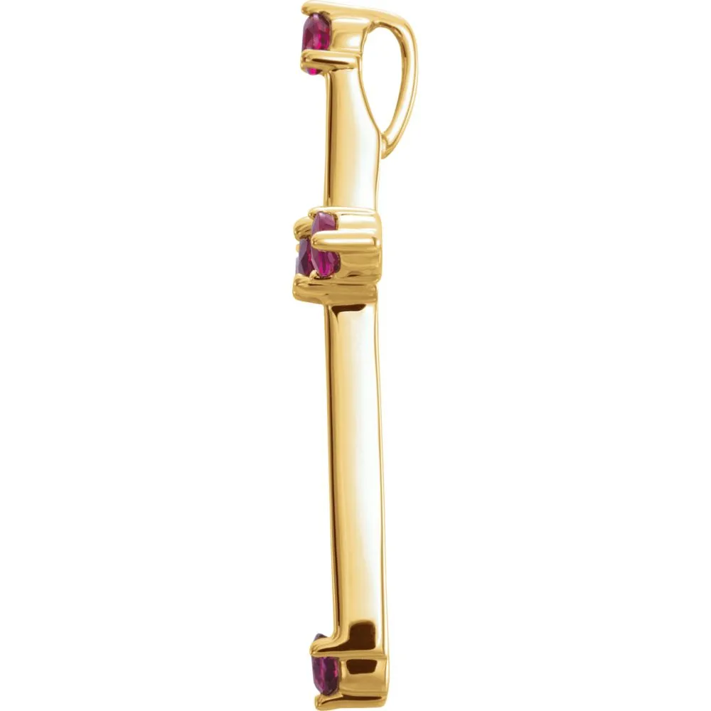 14k Yellow Gold Ruby Cross Pendant