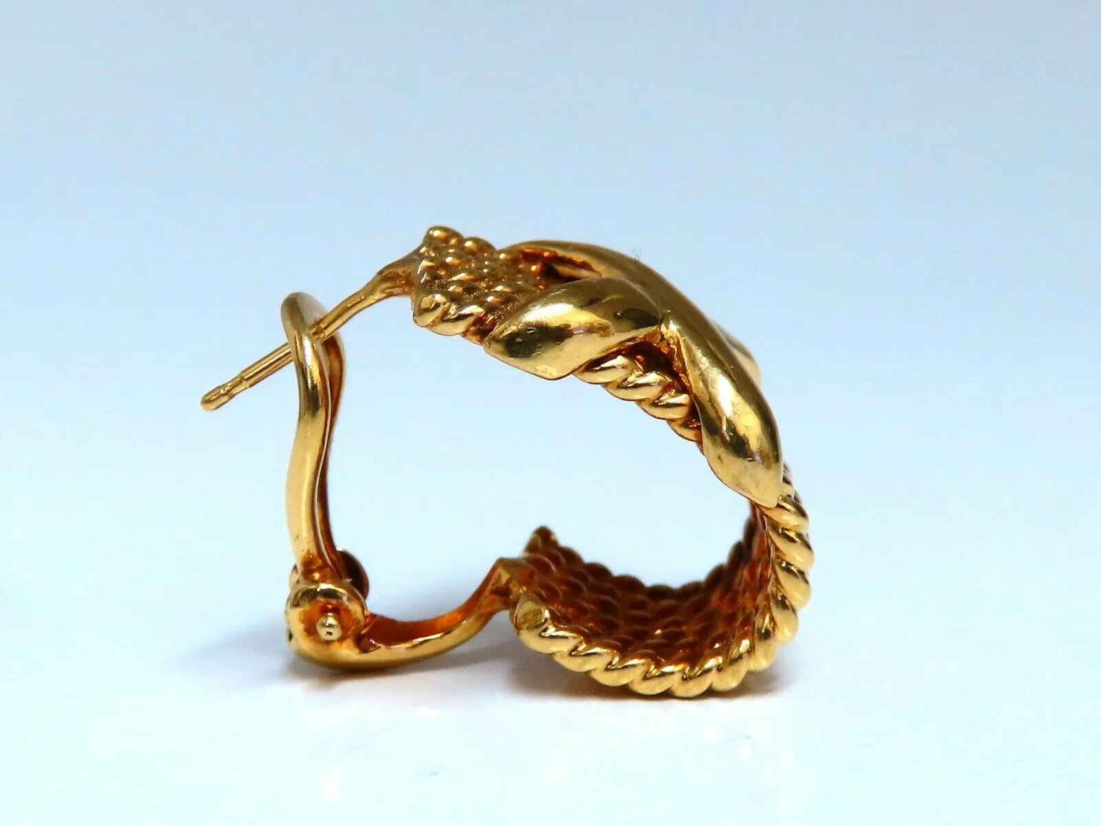 14kt Gold Braid Semi Hoop X Clip Earrings