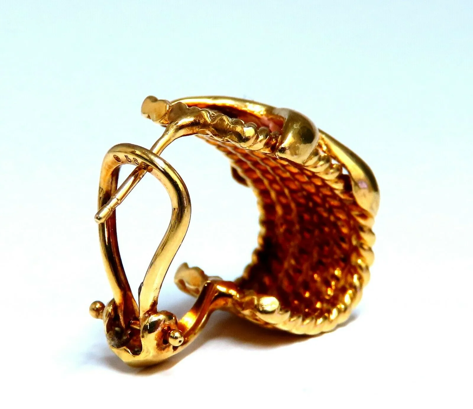 14kt Gold Braid Semi Hoop X Clip Earrings
