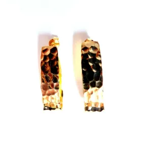 14Kt Gold Hammered Semi-Hoop Earrings Classic 30mm