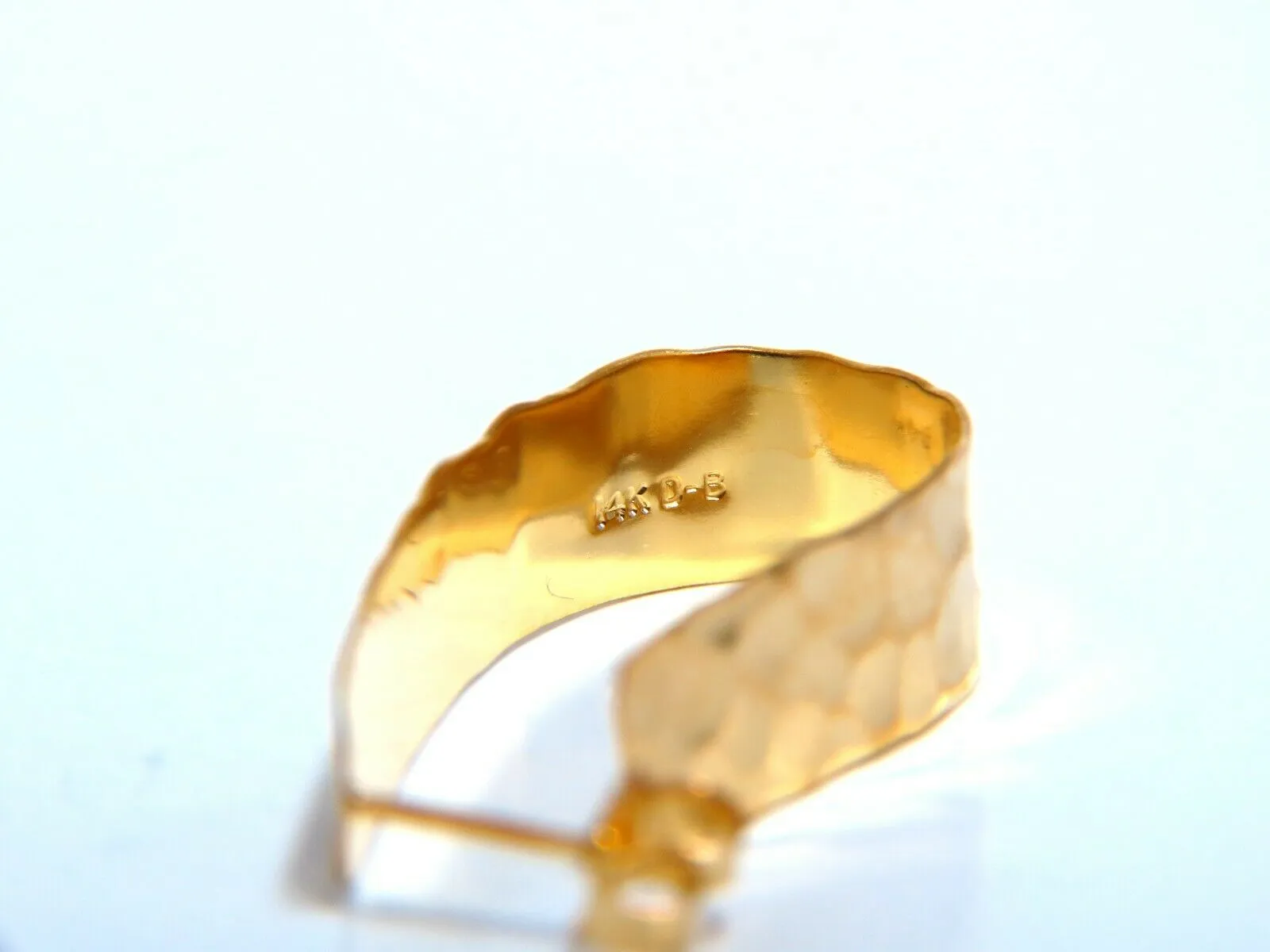 14Kt Gold Hammered Semi-Hoop Earrings Classic 30mm