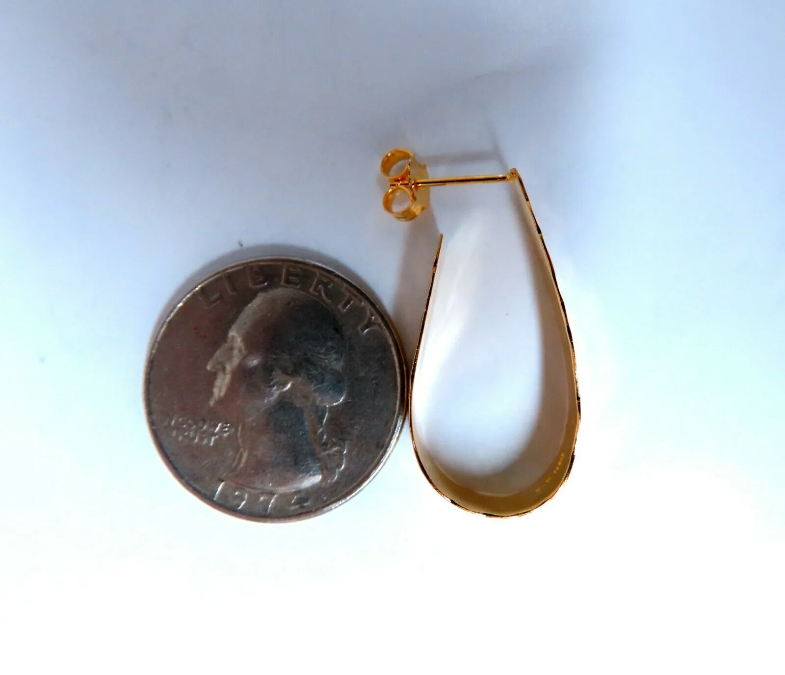 14Kt Gold Hammered Semi-Hoop Earrings Classic 30mm