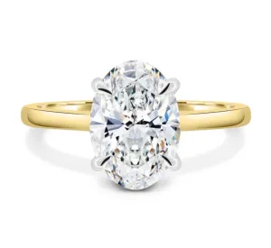 14KT Two-Tone Gold Oval Solitaire Semi Mounting