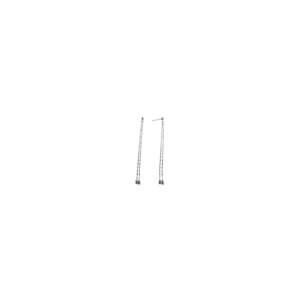14kt White Gold Double Chain Dangle Earrings