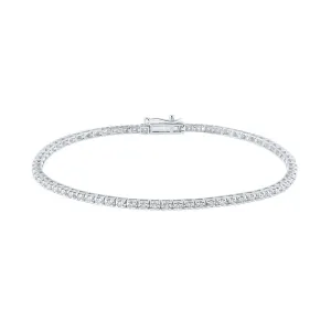 14kt White Gold Womens Round Diamond Tennis Bracelet 3/4 Cttw