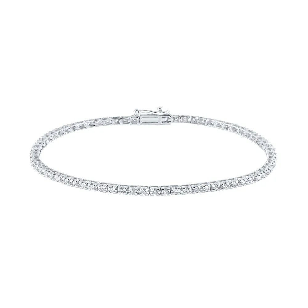 14kt White Gold Womens Round Diamond Tennis Bracelet 3/4 Cttw