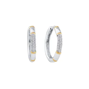 14kt White Gold Womens Round Diamond Two-tone Cluster Hoop Earrings