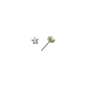 14kt Yellow Gold .23ct Basket Set Star CZ Stud Earrings