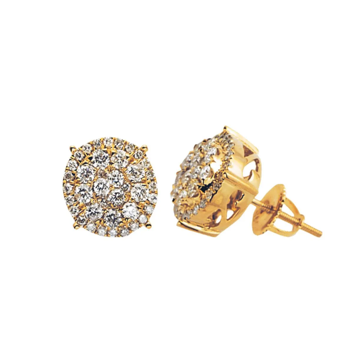 14KW 1.50CTW DIAMOND ROUND CLUSTER EARRINGS WITH HALO
