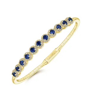 14KY Round Sapphire & Diamond Halo Bangle