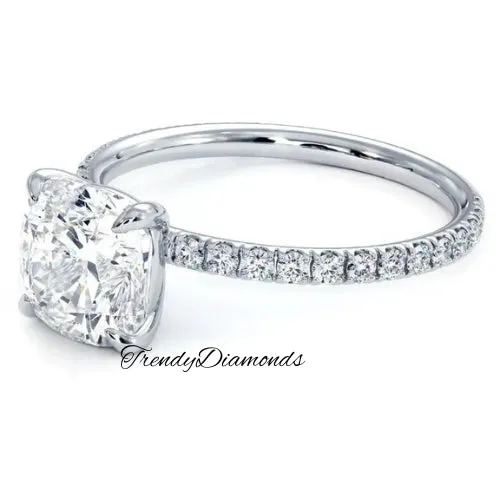 1.5 Carat Cushion Cut Wire Basket Petite Micropavé