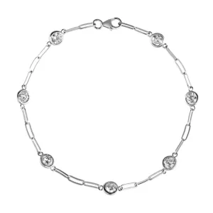 1.50 Carat Natural Diamond Paper Clip Bracelet G SI 14K White Gold 7''
